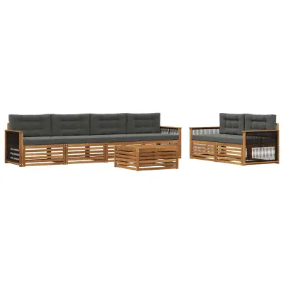 vidaXL Zunanja garnitura za sedenje 7 pcs Naravna in antracitna