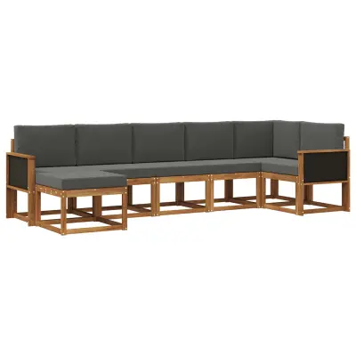 vidaXL Zunanja garnitura za sedenje 7 pcs Naravna in antracitna