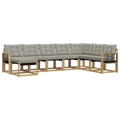 vidaXL Zunanja garnitura za sedenje 8 pcs Bela in svetlo siva