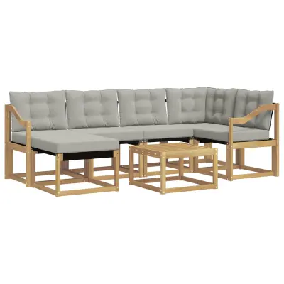 vidaXL Zunanja garnitura za sedenje 7 pcs Bela in svetlo siva