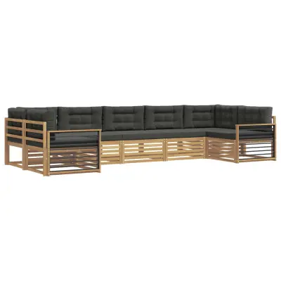 vidaXL Zunanja garnitura za sedenje z blazino 7 pcs Bela in antracit