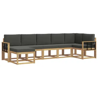 vidaXL Zunanja garnitura za sedenje 7 pcs Bela in antracit Poliester