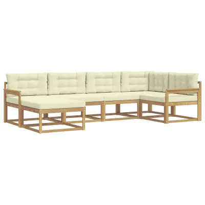 vidaXL Zunanja garnitura za sedenje 5 pcs Bela in krem Poliester