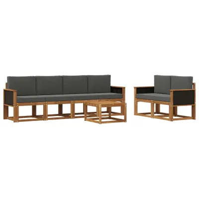 vidaXL Zunanja garnitura za sedenje 6 pcs Naravna in antracitna