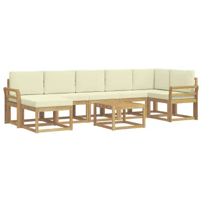 vidaXL Zunanja garnitura za sedenje 8 pcs Bela in krem Poliester