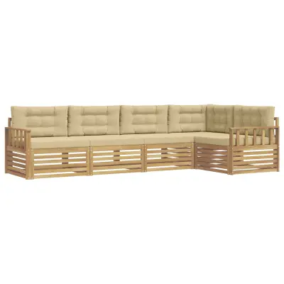 vidaXL Zunanja garnitura za sedenje 6 pcs Bela in bež Poliester
