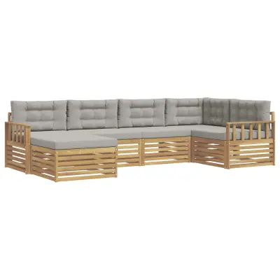 vidaXL Zunanja garnitura za sedenje 6 pcs Bela in svetlo siva