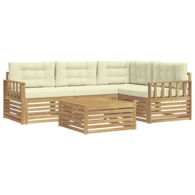 vidaXL Zunanja garnitura za sedenje 6 pcs Bela in krem Poliester