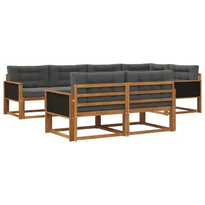 vidaXL Zunanja garnitura za sedenje 7 pcs Naravna in antracitna