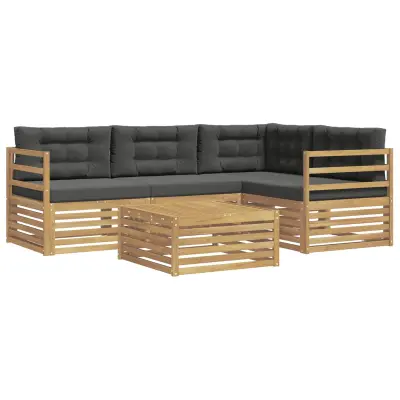 vidaXL Zunanja garnitura za sedenje z blazino 5 pcs
