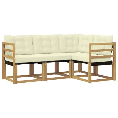 vidaXL Zunanja garnitura za sedenje z blazino 4 pcs Bela in krem