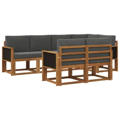 vidaXL Zunanja garnitura za sedenje 7 pcs Naravna in antracitna