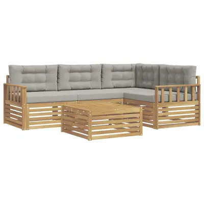 vidaXL Zunanja garnitura za sedenje 6 pcs Bela in svetlo siva