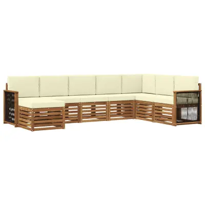 vidaXL Zunanja garnitura za sedenje z blazino 6 pcs Naravna in smetana