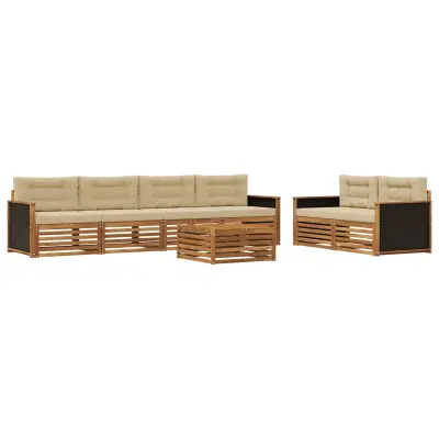 vidaXL Zunanja garnitura za sedenje 7 pcs Naravna in bež Poliester