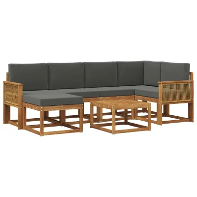 vidaXL Zunanja garnitura za sedenje 7 pcs Naravna in antracitna