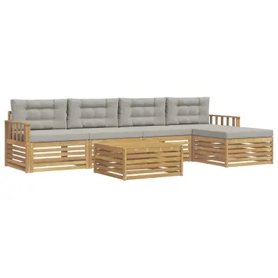 vidaXL Zunanja garnitura za sedenje 7 pcs Bela in svetlo siva