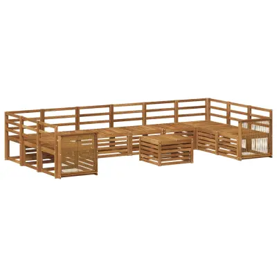vidaXL Zunanja garnitura za sedenje 8 pcs Naravna Masiven les akacije