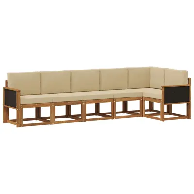 vidaXL Zunanja garnitura za sedenje 6 pcs Naravna in bež Poliester