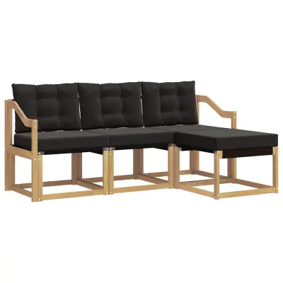 vidaXL Zunanja garnitura za sedenje z blazino 4 pcs Bela in črna