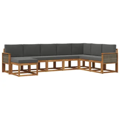 vidaXL Zunanja garnitura za sedenje 8 pcs Naravna in antracitna