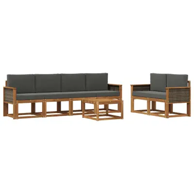 vidaXL Zunanja garnitura za sedenje 6 pcs Naravna in antracitna