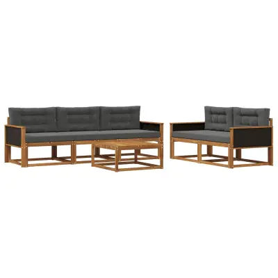 vidaXL Zunanja garnitura za sedenje 6 pcs Naravna in antracitna