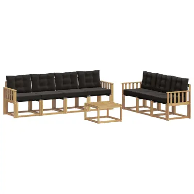 vidaXL Zunanja garnitura za sedenje z blazino 8 pcs Bela in črna