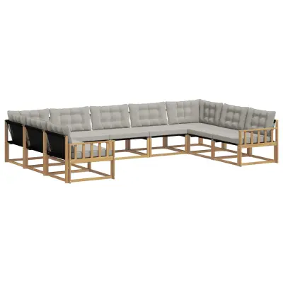 vidaXL Zunanja garnitura za sedenje 9 pcs Bela in svetlo siva