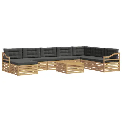 vidaXL Zunanja garnitura za sedenje 9 pcs Bela in antracit Poliester