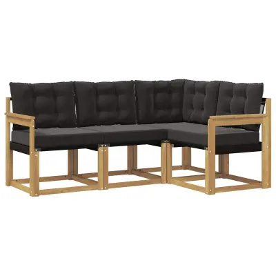 vidaXL Zunanja garnitura za sedenje z blazino 4 pcs Bela in črna