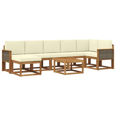 vidaXL Zunanja garnitura za sedenje 8 pcs Naravna in smetana Poliester