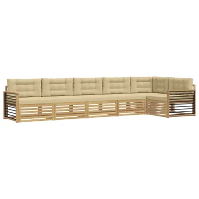 vidaXL Zunanja garnitura za sedenje 6 pcs Bela in bež Poliester