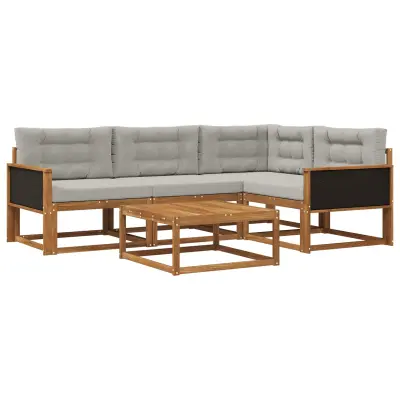 vidaXL Zunanja garnitura za sedenje 5 pcs Naravna in svetlo siva