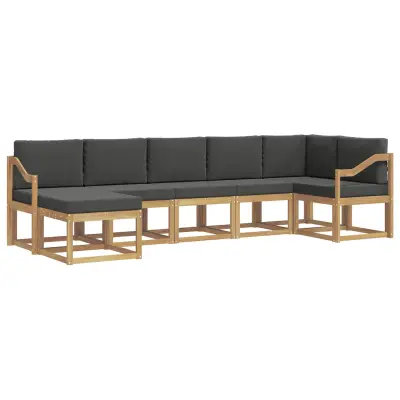 vidaXL Zunanja garnitura za sedenje 7 pcs Bela in antracit Poliester