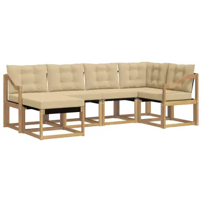 vidaXL Zunanja garnitura za sedenje z blazino 6 pcs Bela in bež