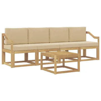 vidaXL Zunanja garnitura za sedenje z blazino 5 pcs Bela in bež