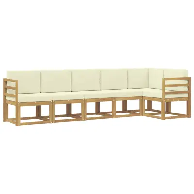 vidaXL Zunanja garnitura za sedenje 6 pcs Bela in krem Poliester