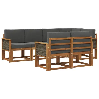 vidaXL Zunanja garnitura za sedenje 7 pcs Naravna in antracitna