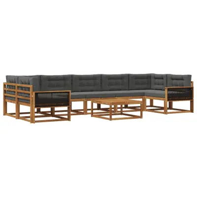 vidaXL Zunanja garnitura za sedenje 8 pcs Naravna in antracitna