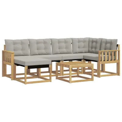 vidaXL Zunanja garnitura za sedenje 7 pcs Bela in svetlo siva