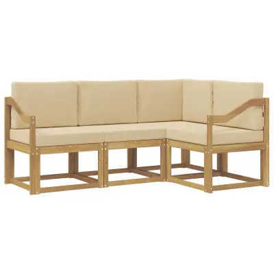 vidaXL Zunanja garnitura za sedenje z blazino 4 pcs Bela in bež