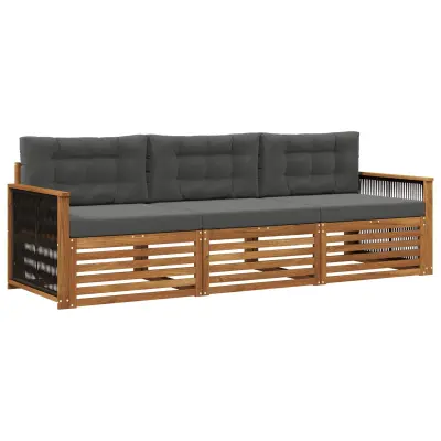 vidaXL Zunanja garnitura za sedenje 3 pcs Naravna in antracitna