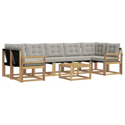 vidaXL Zunanja garnitura za sedenje 8 pcs Bela in svetlo siva