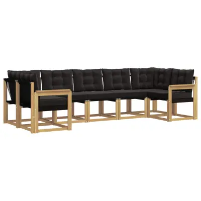 vidaXL Zunanja garnitura za sedenje z blazino 7 pcs Bela in črna
