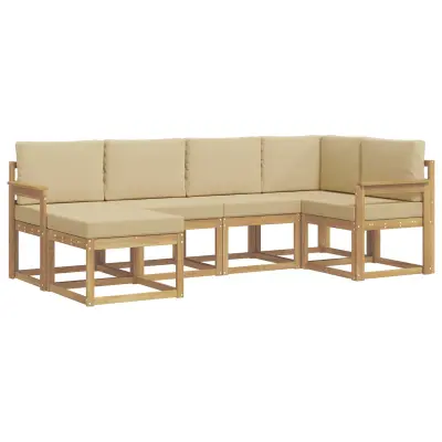 vidaXL Zunanja garnitura za sedenje 6 pcs Bela in bež Poliester