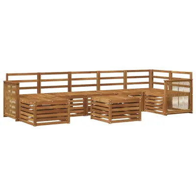 vidaXL Zunanja garnitura za sedenje 7 pcs Naravna Masiven les akacije
