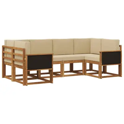 vidaXL Zunanja garnitura za sedenje z blazino 6 pcs Naravna in bež