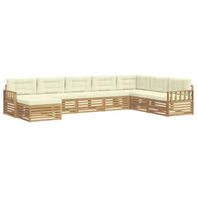vidaXL Zunanja garnitura za sedenje z blazino 8 pcs Bela in krem