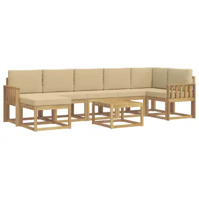 vidaXL Zunanja garnitura za sedenje 8 pcs Bela in bež Poliester
